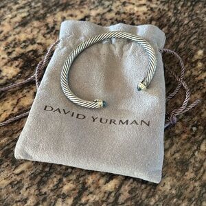 David Yurman Silver Bracelet with Blue and Gold Details